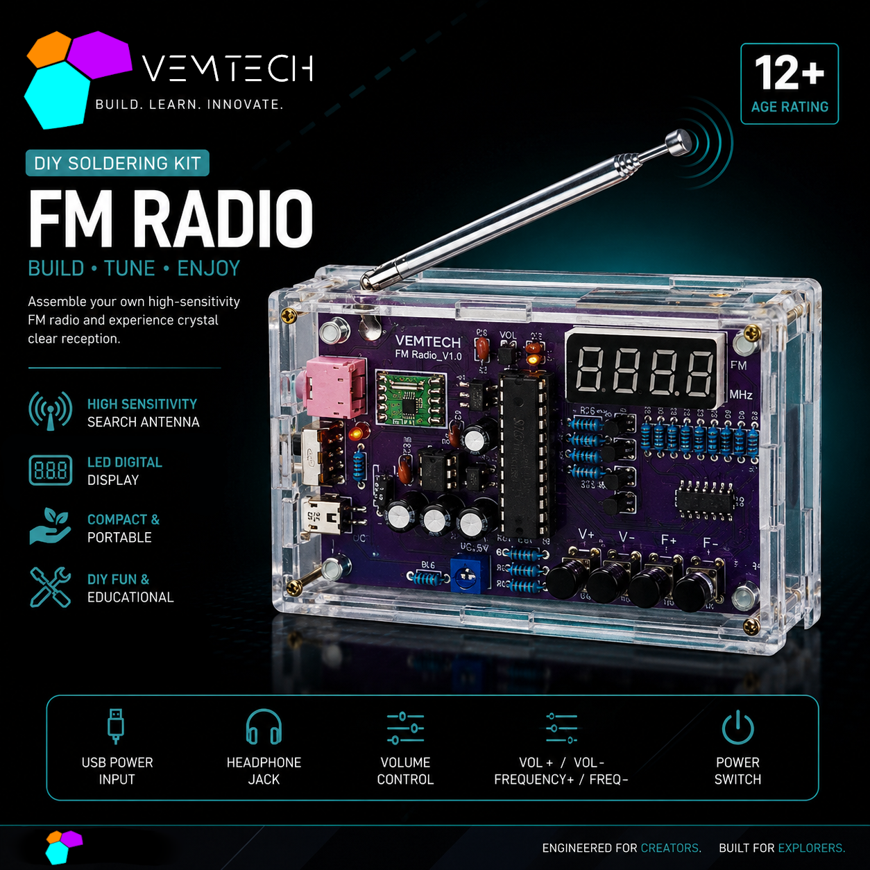DIY FM Radio Soldering Kit - Educational Electronics Project