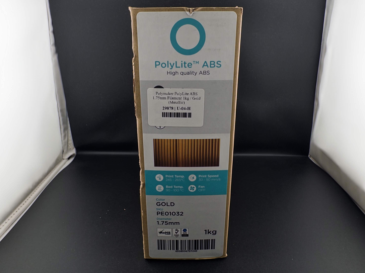 Polymaker PolyLite ABS Gold 1.75mm 1kg original packaging and label