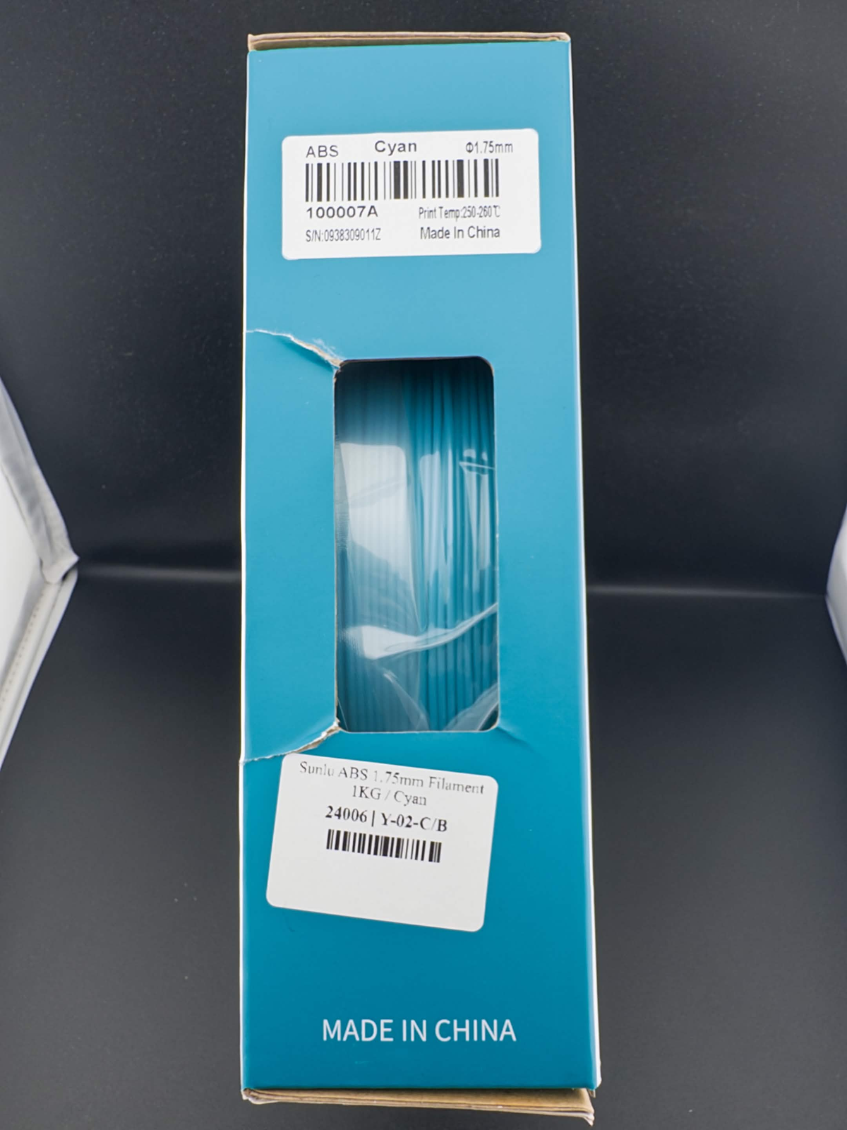 SUNLU ABS Cyan 1.75mm 1kg sealed filament in original box